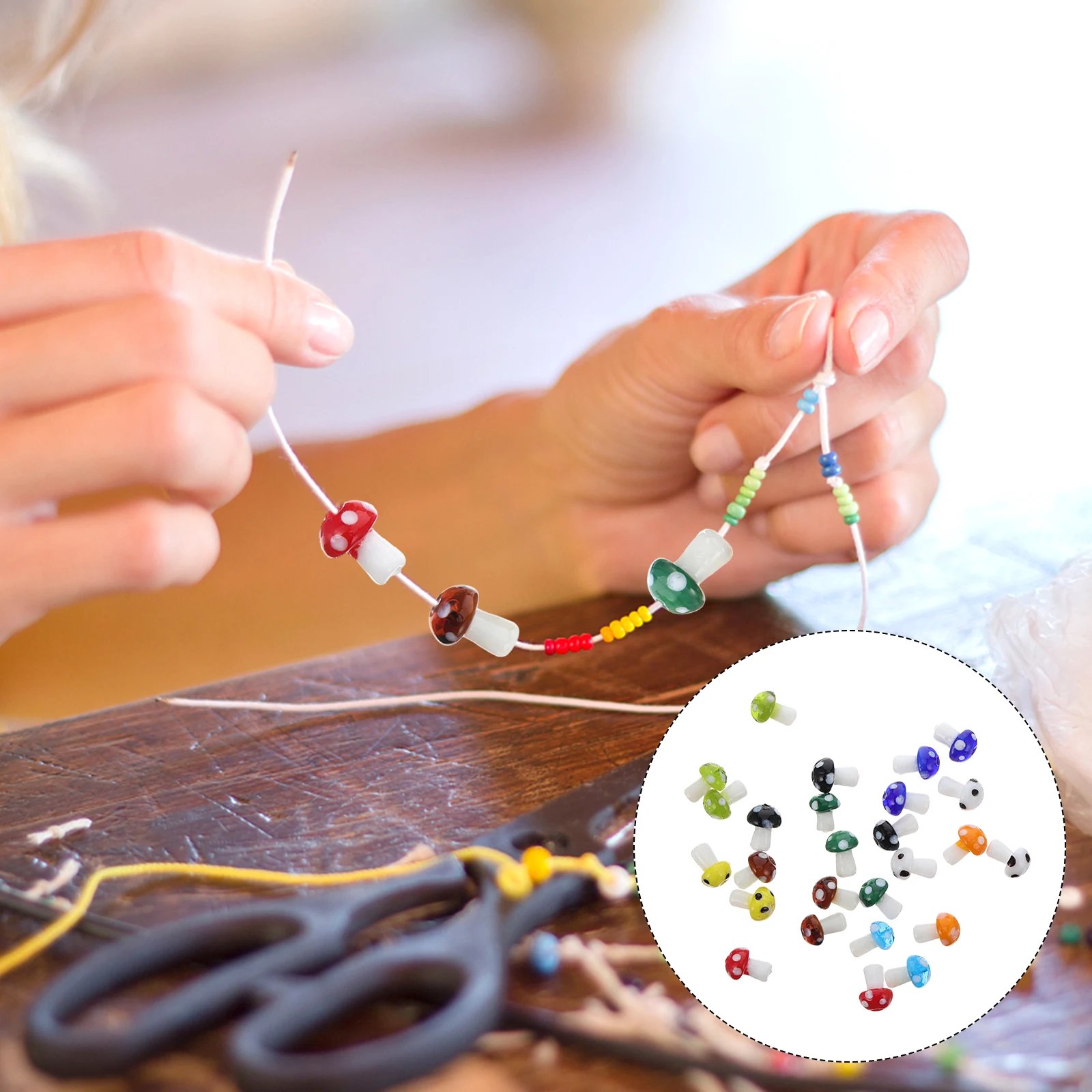 

25Pcs Glass Mushroom Shape Hanging Pendants Creative DIY Decorative Jewelry Making Accessories Necklace Bracelet Ornament