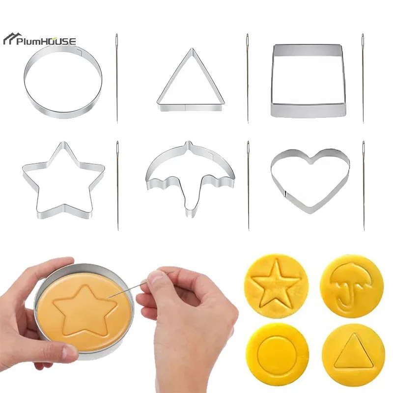 Korean Sugar Candy Making Tool Stainless Steel Cookie Cutters Mould Umbrella Triangle Star Shape Biscuit Molds Sugar Game Kit