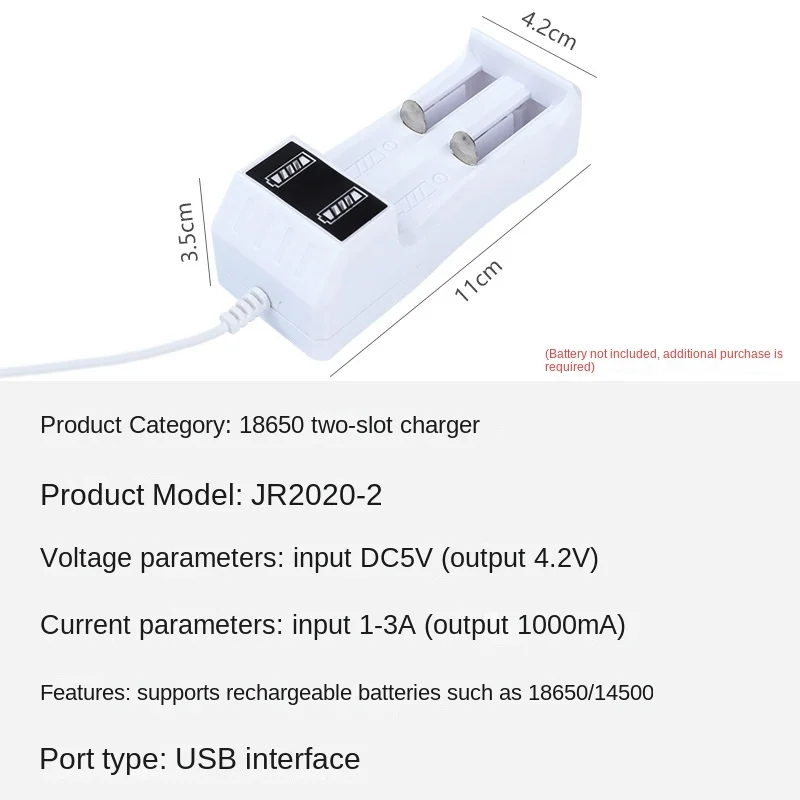 Cargador de batería 18650 Universal de 2 ranuras, batería de iones de litio, Cargador USB inteligente Led para baterías recargables AA AAA