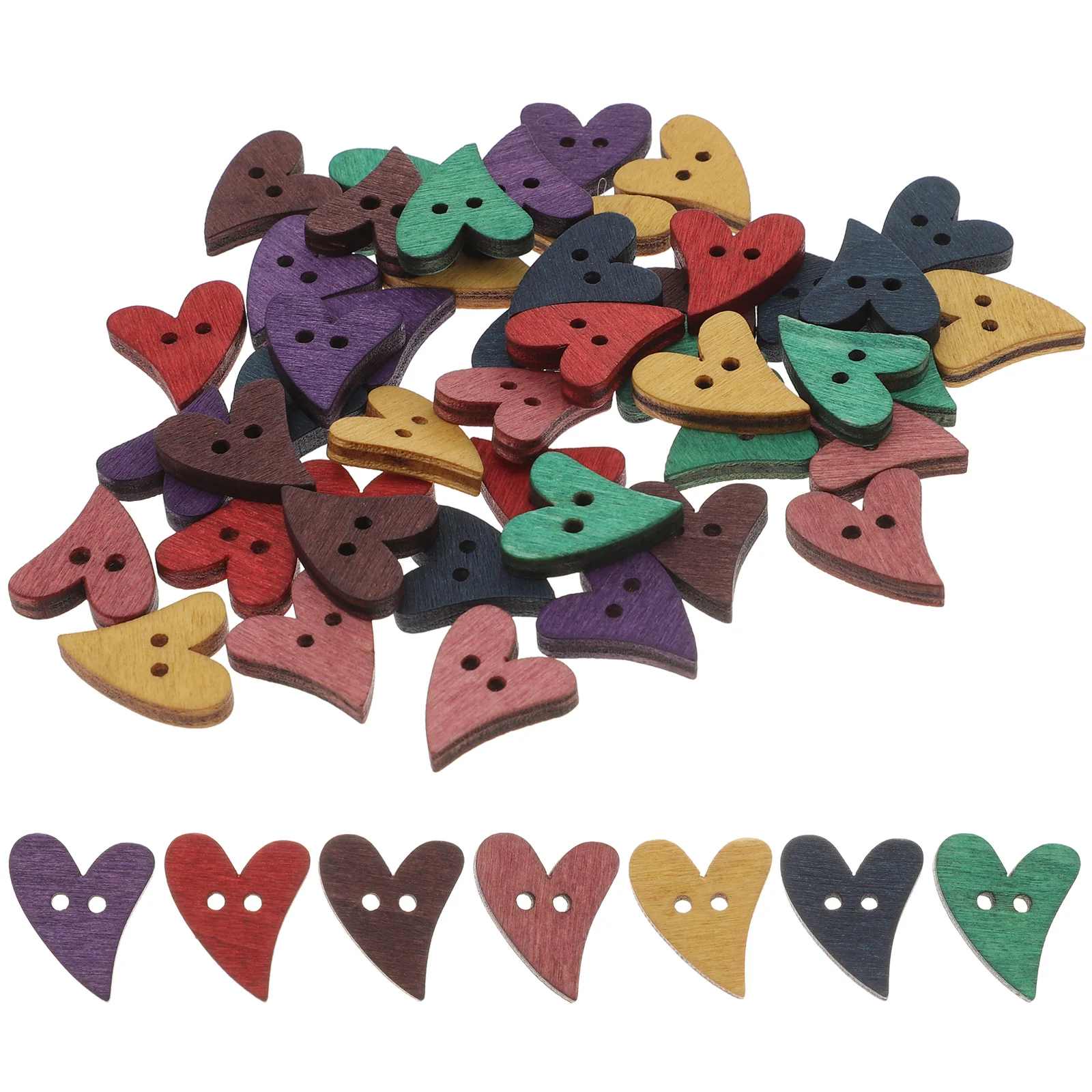 

100 Pcs Bohemian Decor Wooden Heart Embellishments 2 Holes Button Large Buttons Scrapbooking Sewing Hearts Child