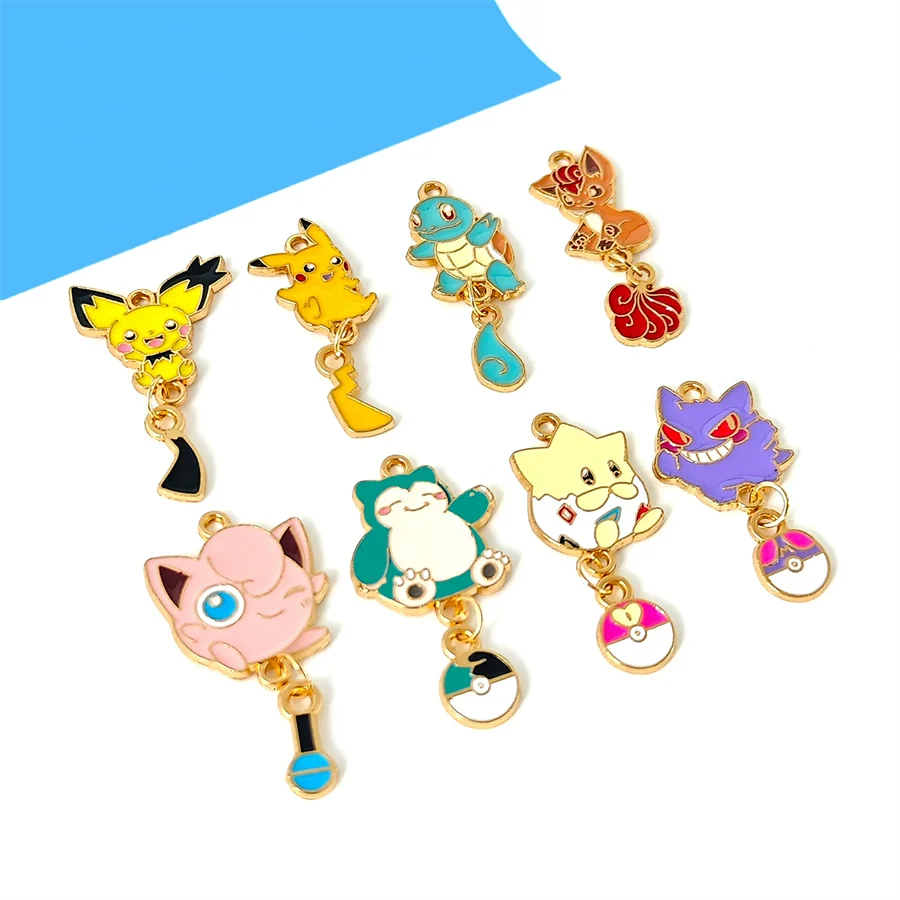 10Pcs Pokémon Pikachu Pendant Alloy DIY Jewelry Making Supplies For Necklace Earrings Keychain Phone Chain Bag Accessories Gift