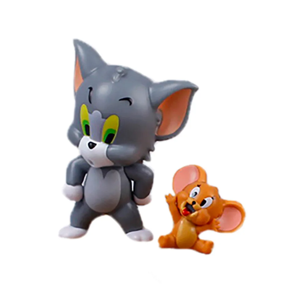 Disney-Tom e Jerry Anime Action Figure, Estátua dos desenhos animados, Brinquedos de PVC, Modelo de Coleção, Decoração do Lar, Presente Kids, Engraçado, 2Pcs, Lote