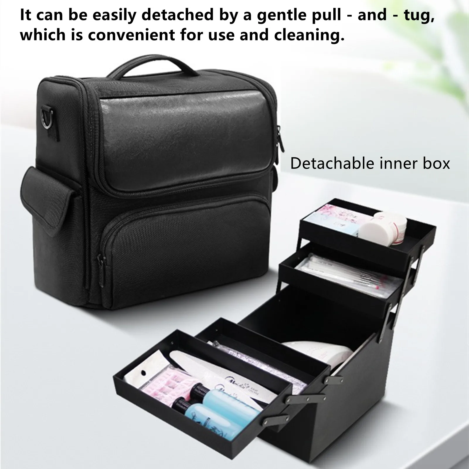 Waterproof Makeup Bag Shoulder Cosmetics Storage Handbag Nail Art Toolbox Embroidered Suitcase Multi Layer Travel Toiletry Case