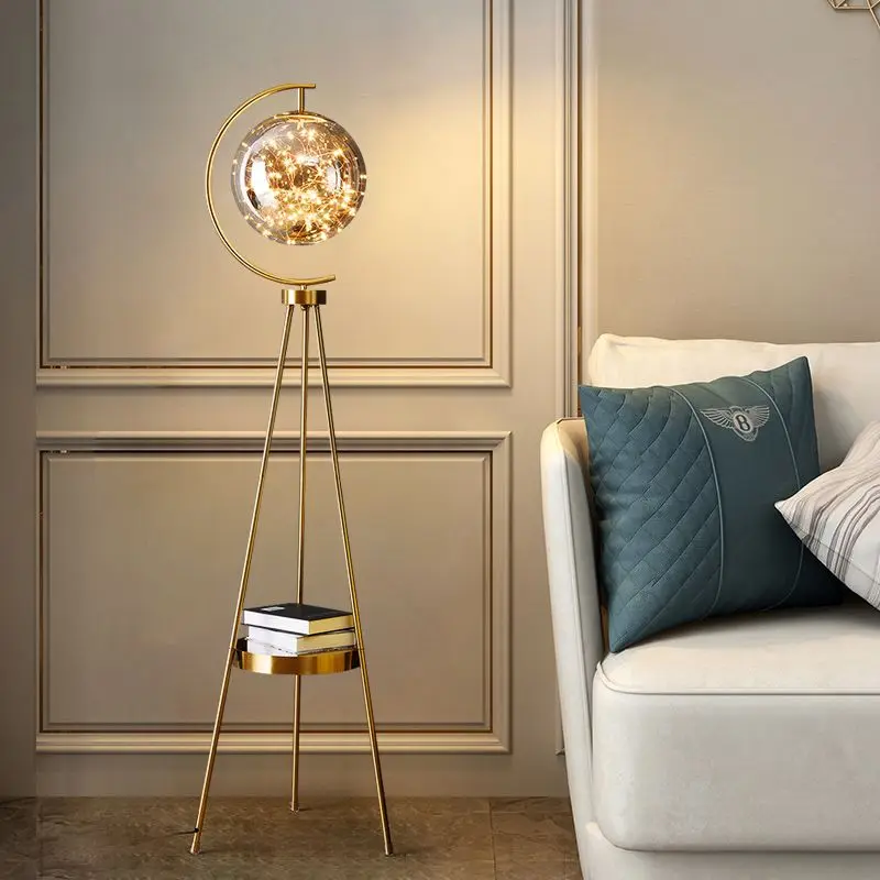 

Scandinavian Light Luxury Tripod Metal LED Floor Lamp for Living Room Sofa Side Bedroom Bedside Standing Light Home Decor