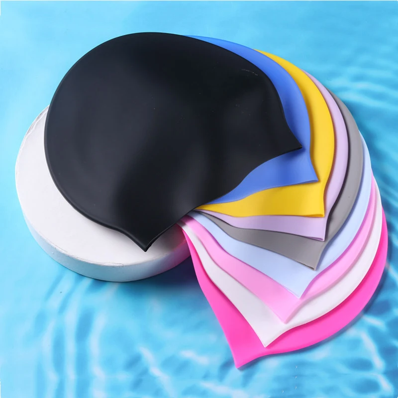 Gorro de natación de silicona para hombres y mujeres, gorro de natación de silicona, pelo largo, resistente al agua, deportes de Color, alta elasticidad, adultos, piscina, buceo