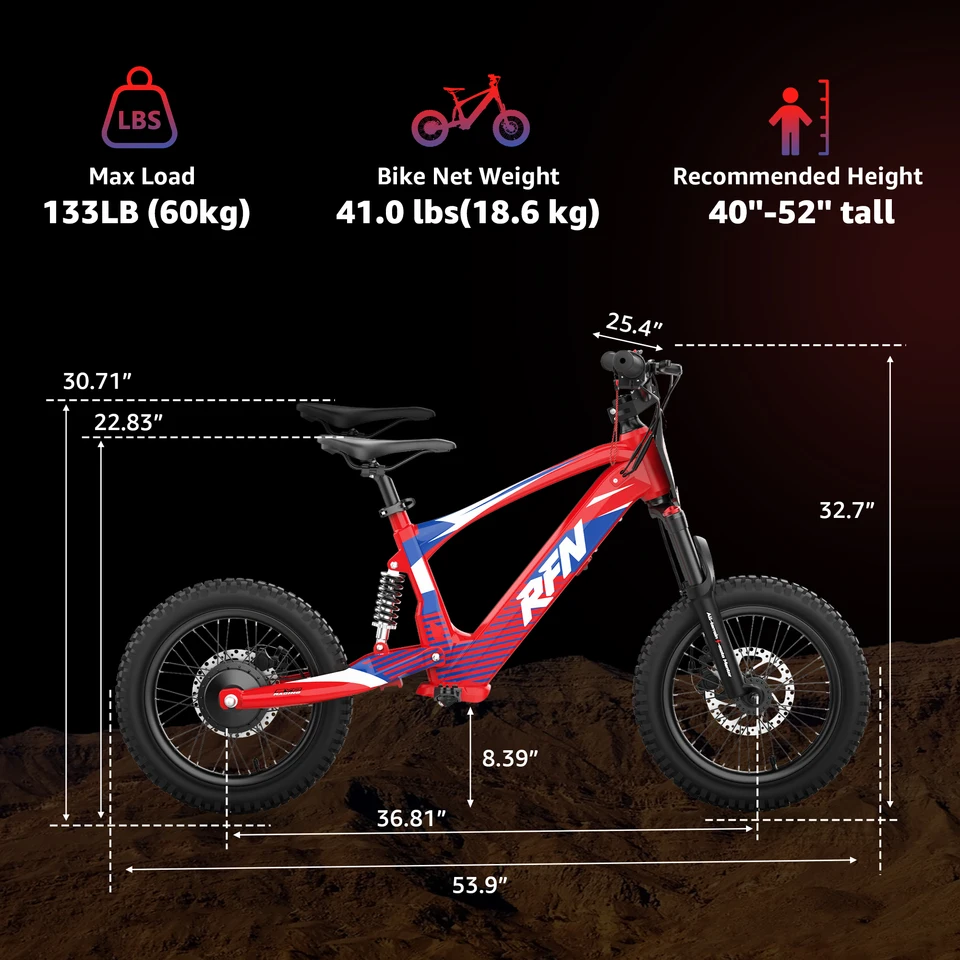 RFN EVO16 Kids Electric Bike 4-8 Years Old 750W 3-Speed 36V 5Ah 16 Inch Tire - Children's Electric Bicycle image 2