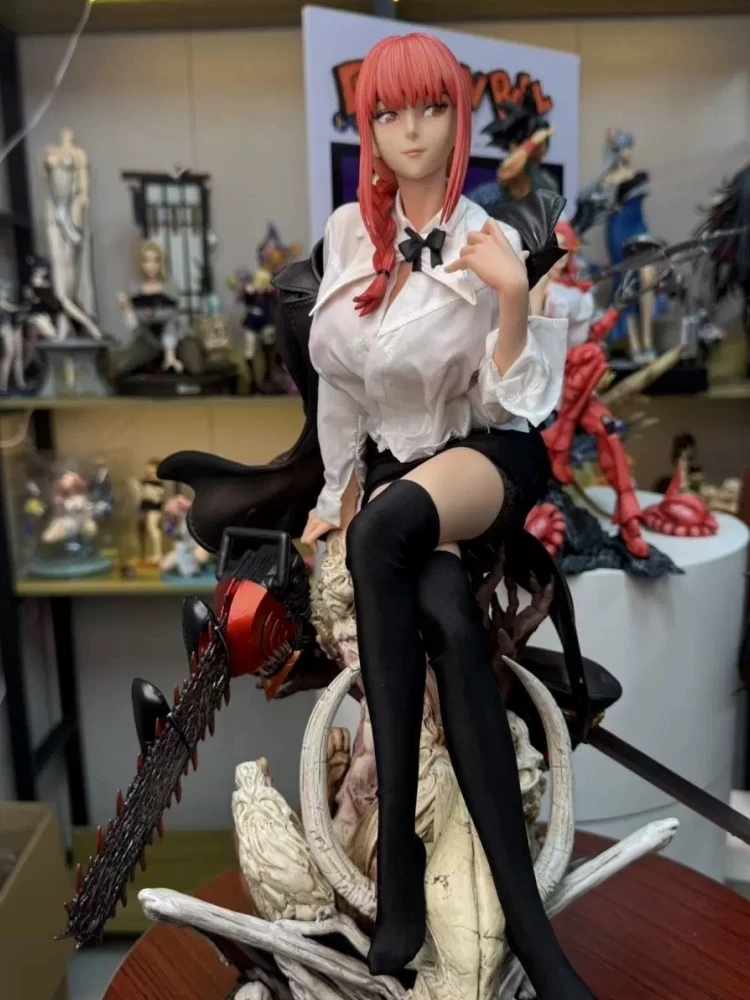 

Статуя Человека Makima GK с бензопилой 50 см, контрольный дьявол с 2 нарядами и поза, коллекционная фигурка из аниме из смолы