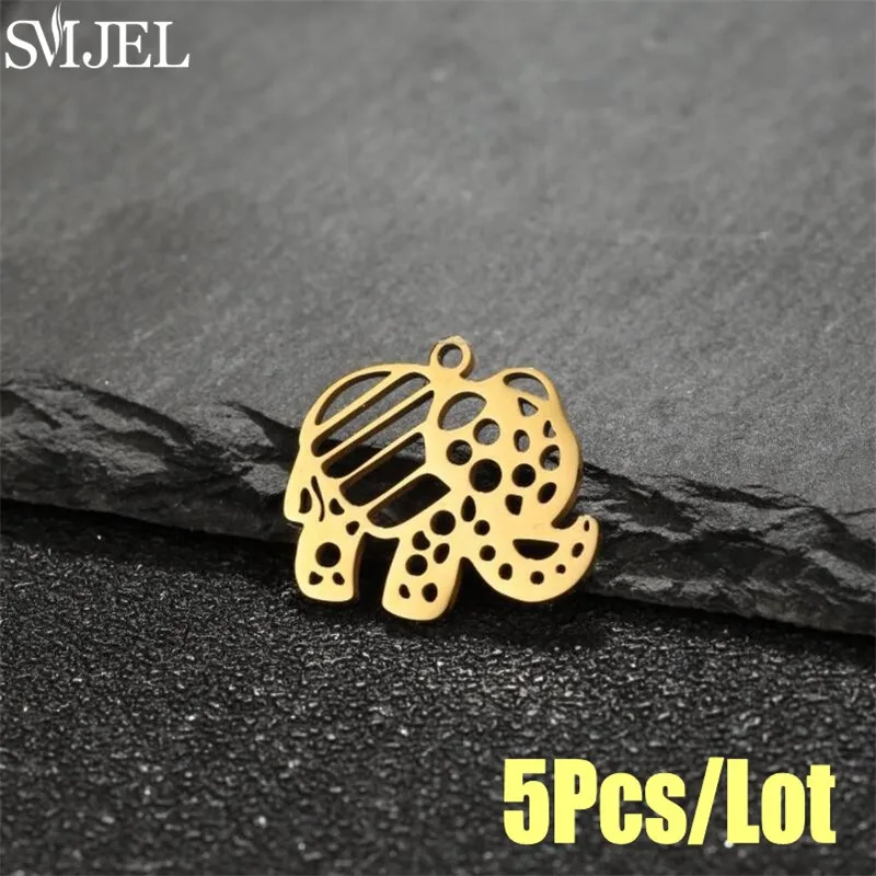 5pcs Stainless Steel Animal Connector Charms Wolf Fox Dog Elephant Giraffe Pendant Fit DIY Necklace Hanging Earrings Accessories