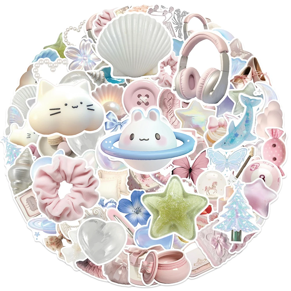 

10/30/50/100pcs Kawaii Cartoon Ins Style Aesthetic Stickers Cute Girls Decals Decoration Water Bottle Luggage Phone Sticker Pack