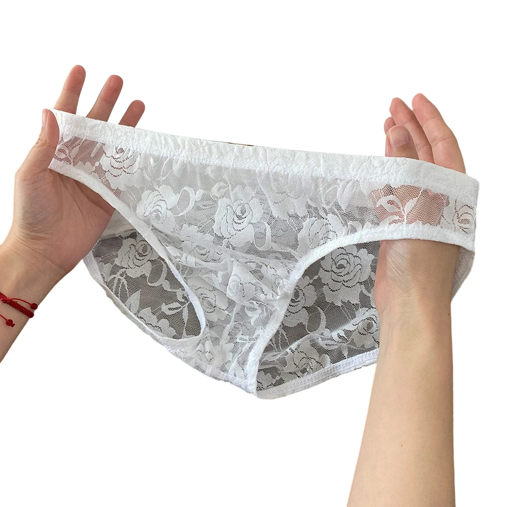 Mens See Through Japanese Thongs Lace Underwear Pouch Briefs Low Waist Lingeries For Man Bikini Mesh Breathable Extreme Panties