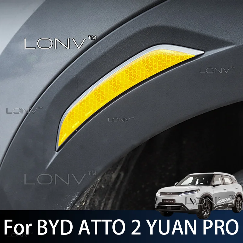 For BYD ATTO 2 YUAN PRO DMI EV 2026 2027 Car Wheel Brow Reflective Sticker Wheel Front Bar Body Warning Sticker Accessories