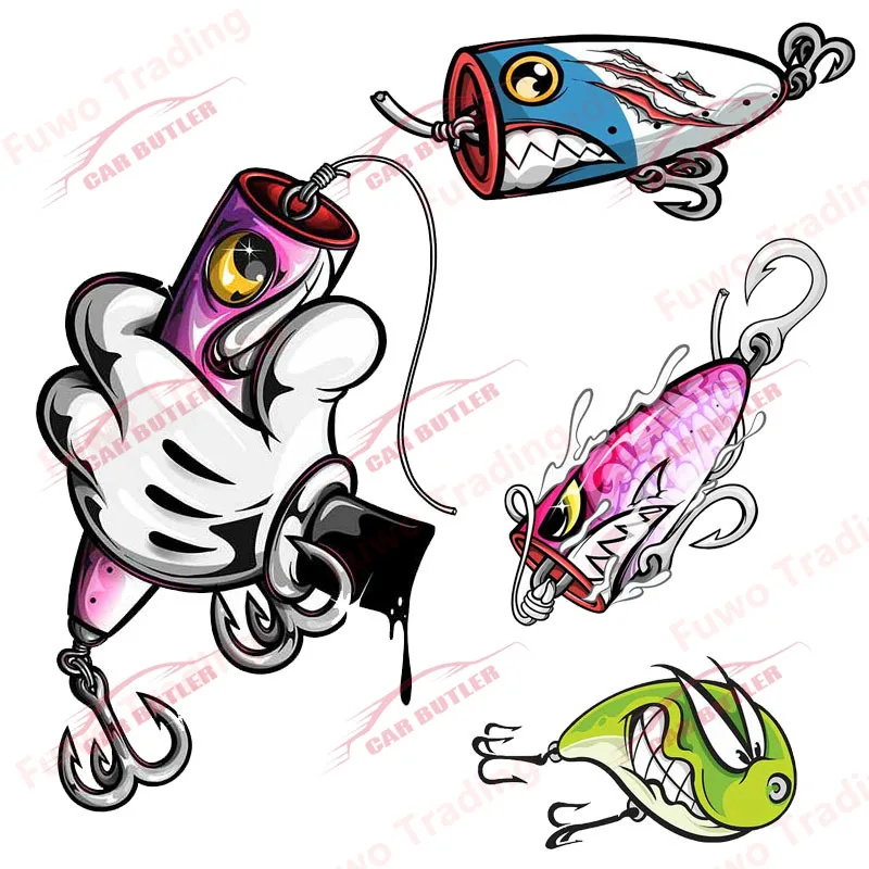 This Lure Sticker for Tackle Box Toolbox Boat Waterproof Vinyl Decal Cartoon Fine Fishing Lure Car Stickers Decor PVC