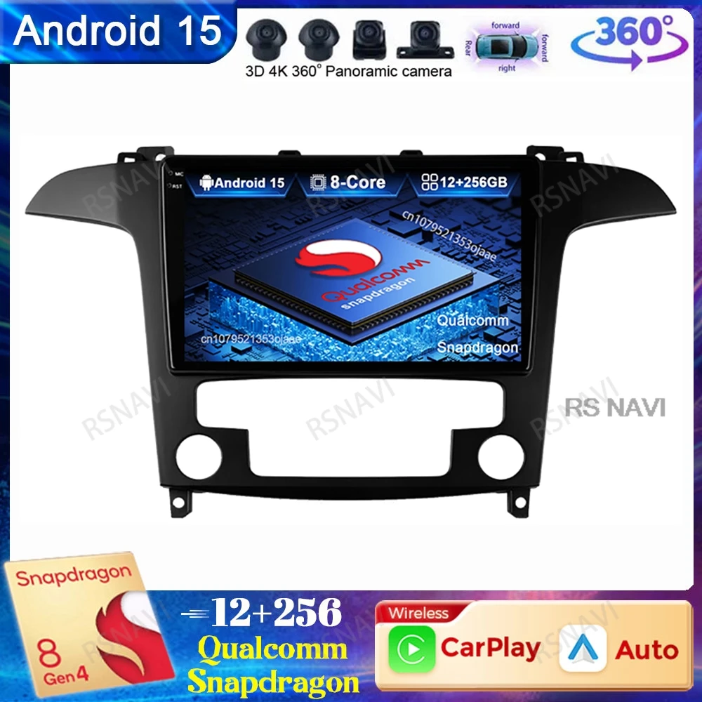 

Android 15 Car Radio For Ford S Max S-MAX 2007 - 2015 DSP GPS QLED Wireless Carplay Auto Navigation Qualcomm Viedo Player 4G LTE
