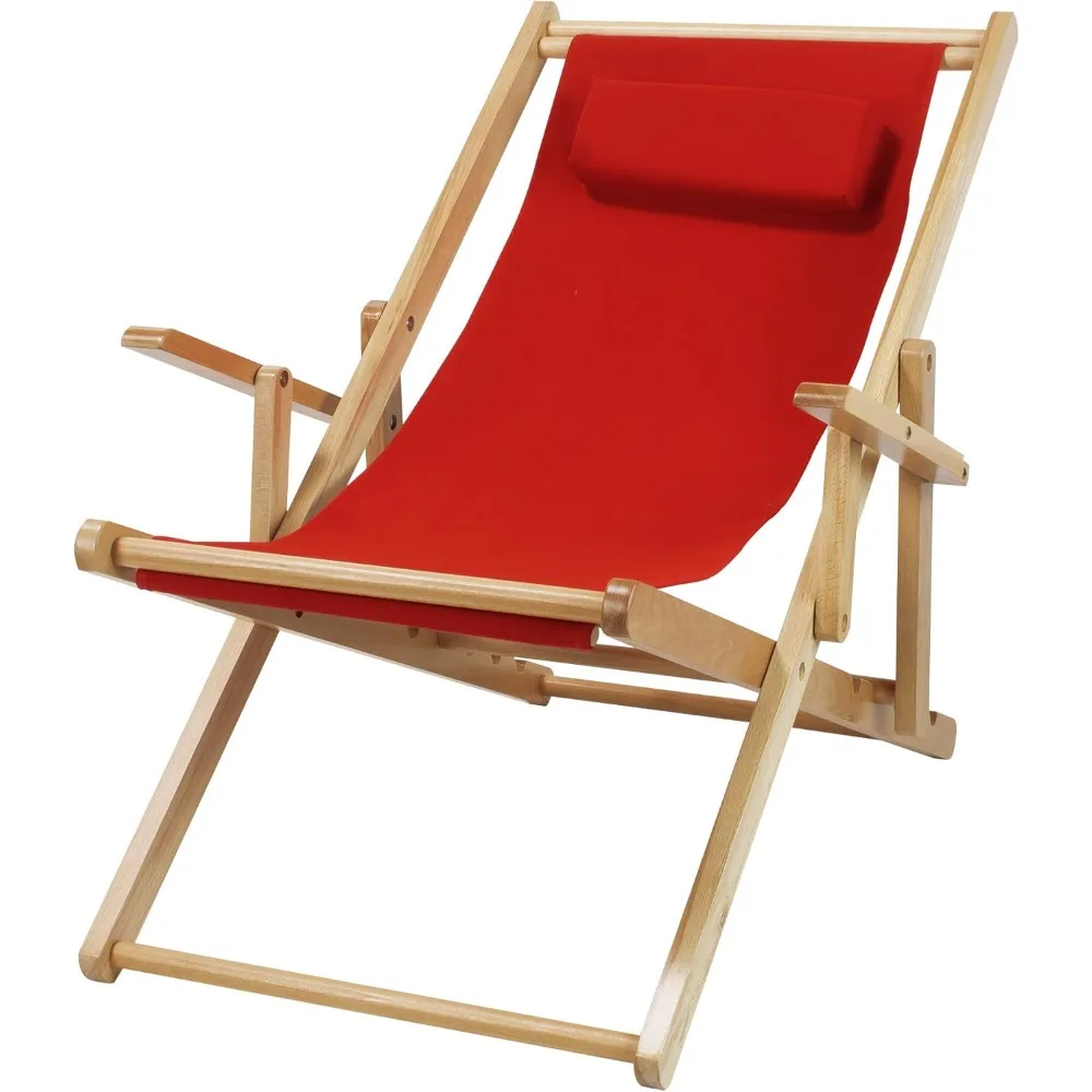 

Adjustable Sling Chair Natural Frame, Red Canvas