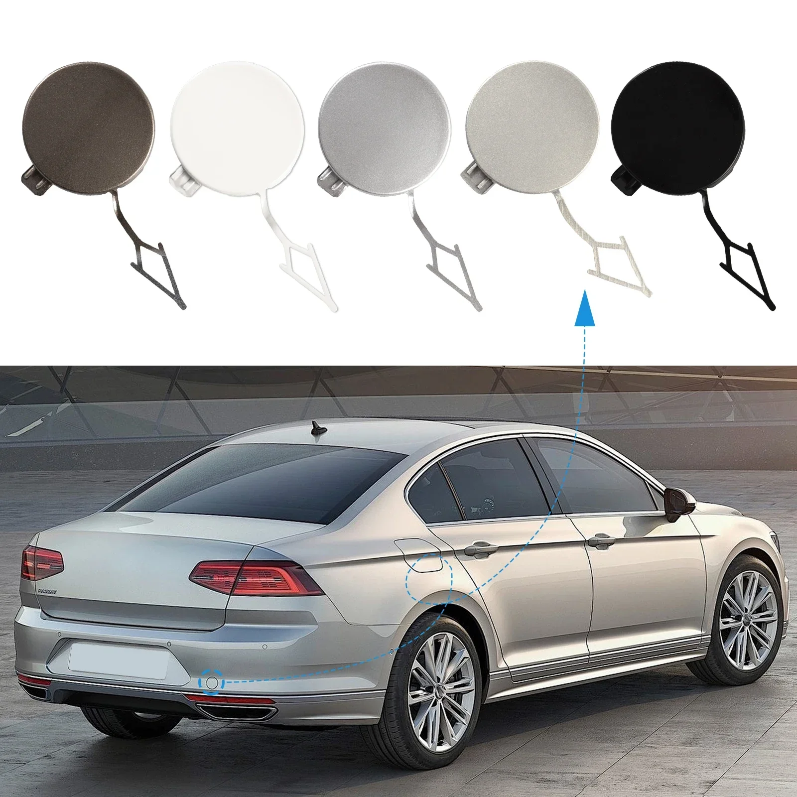 Tapa de la cubierta del gancho de remolque del parachoques trasero, ojo de remolque para VW Passat B8, accesorios 2015 2016 2017