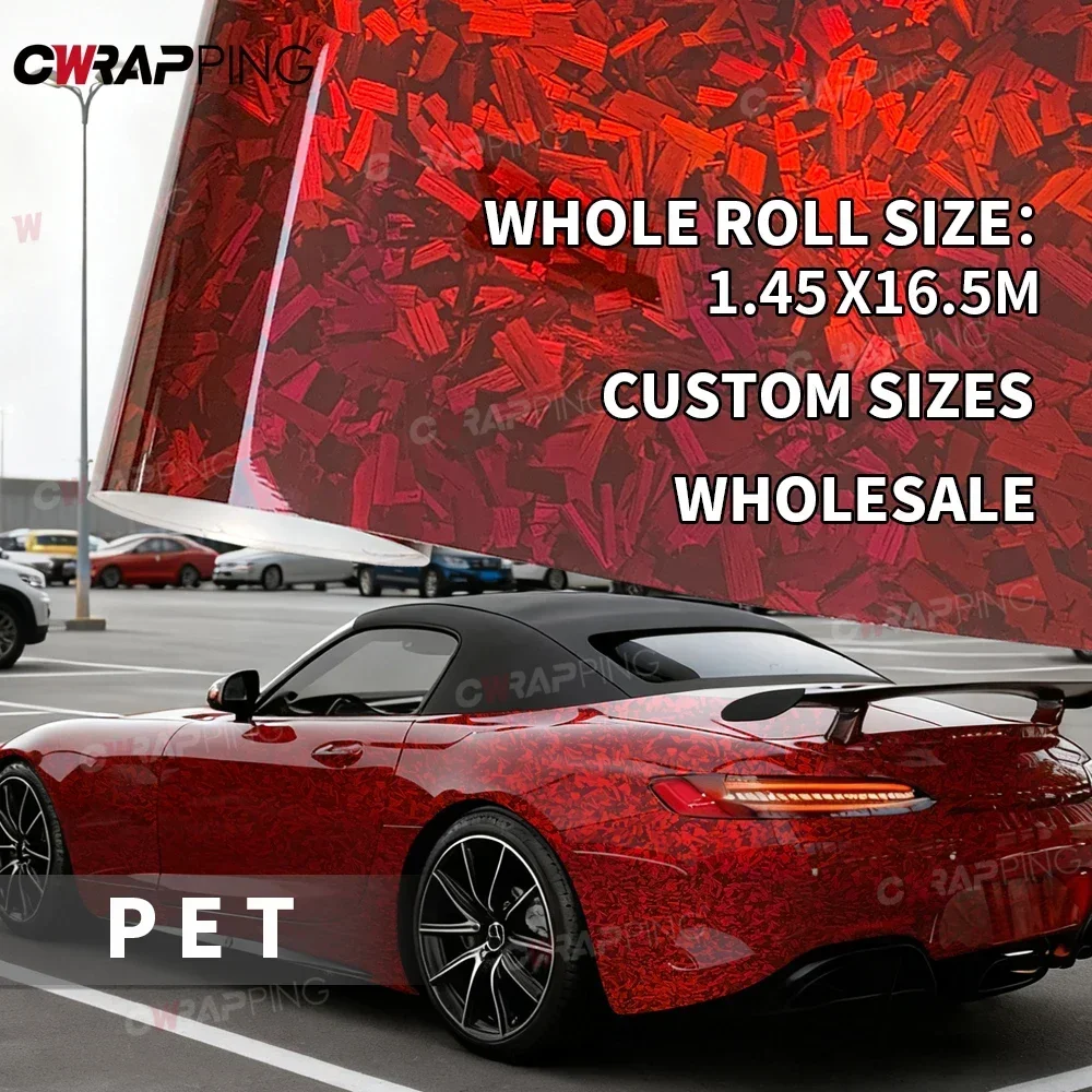 Vinil Adesivo Brilhante Vermelho para Envelopamento de Carros, Impermeável, Premium PET com Liberação de Ar, Adesivo de Fibra de Carbono para Capacete