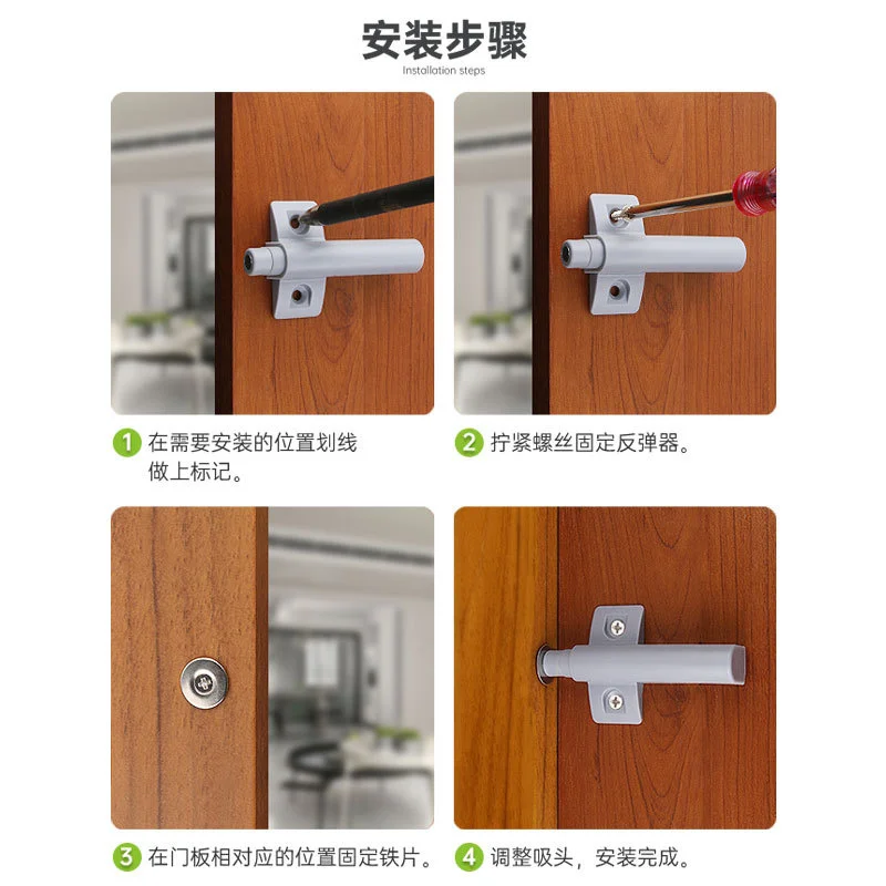 Cabinet door, wardrobe, press type spring pusher, press spring pusher, self spring pusher, invisible cabinet door, spring