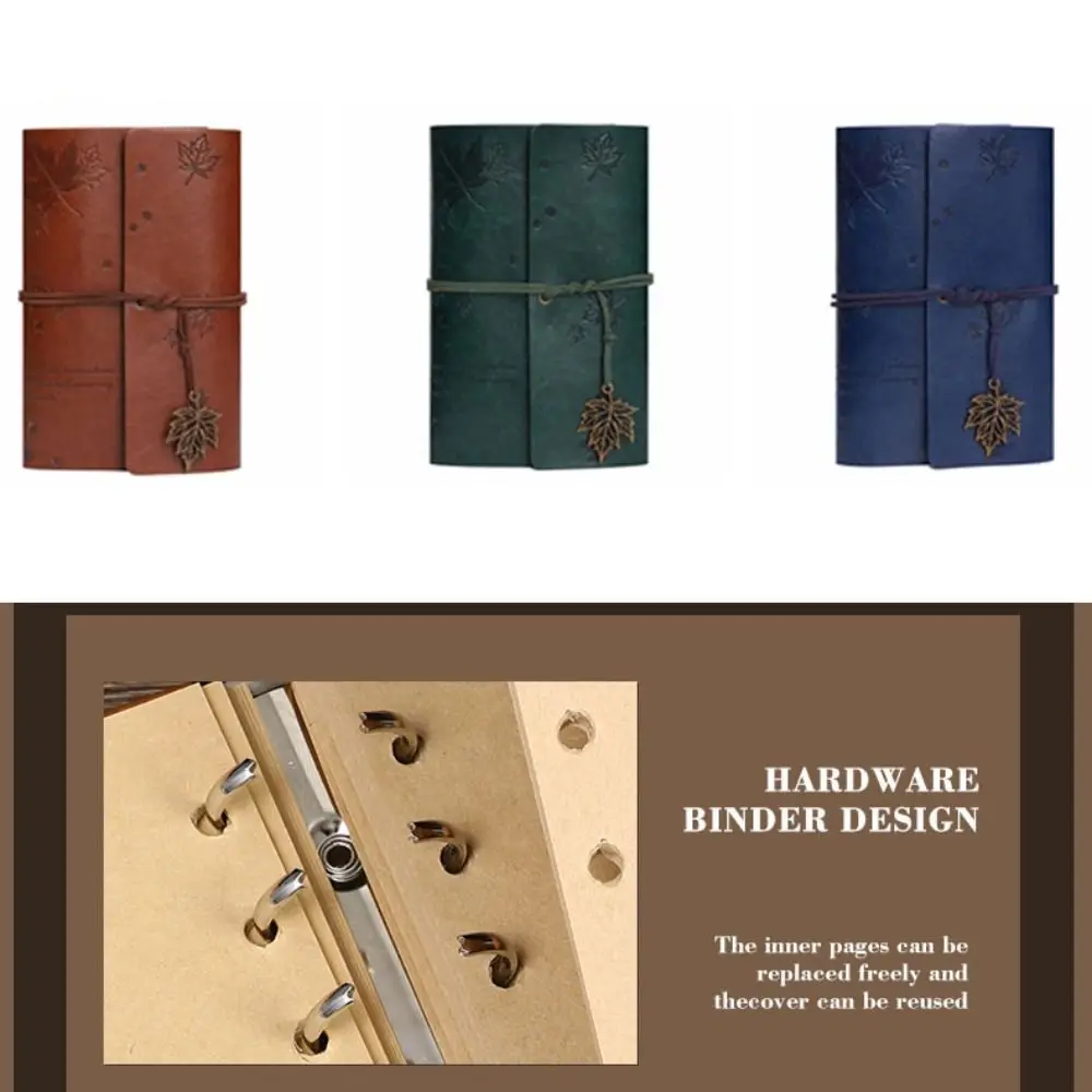 A6 المسافرين خمر دفتر كرافت ورقة فارغة الرجعية دوامة دفتر فضفاض ورقة بولي Leather الجلود بولي Leather الجلود كرافت دفتر القرطاسية