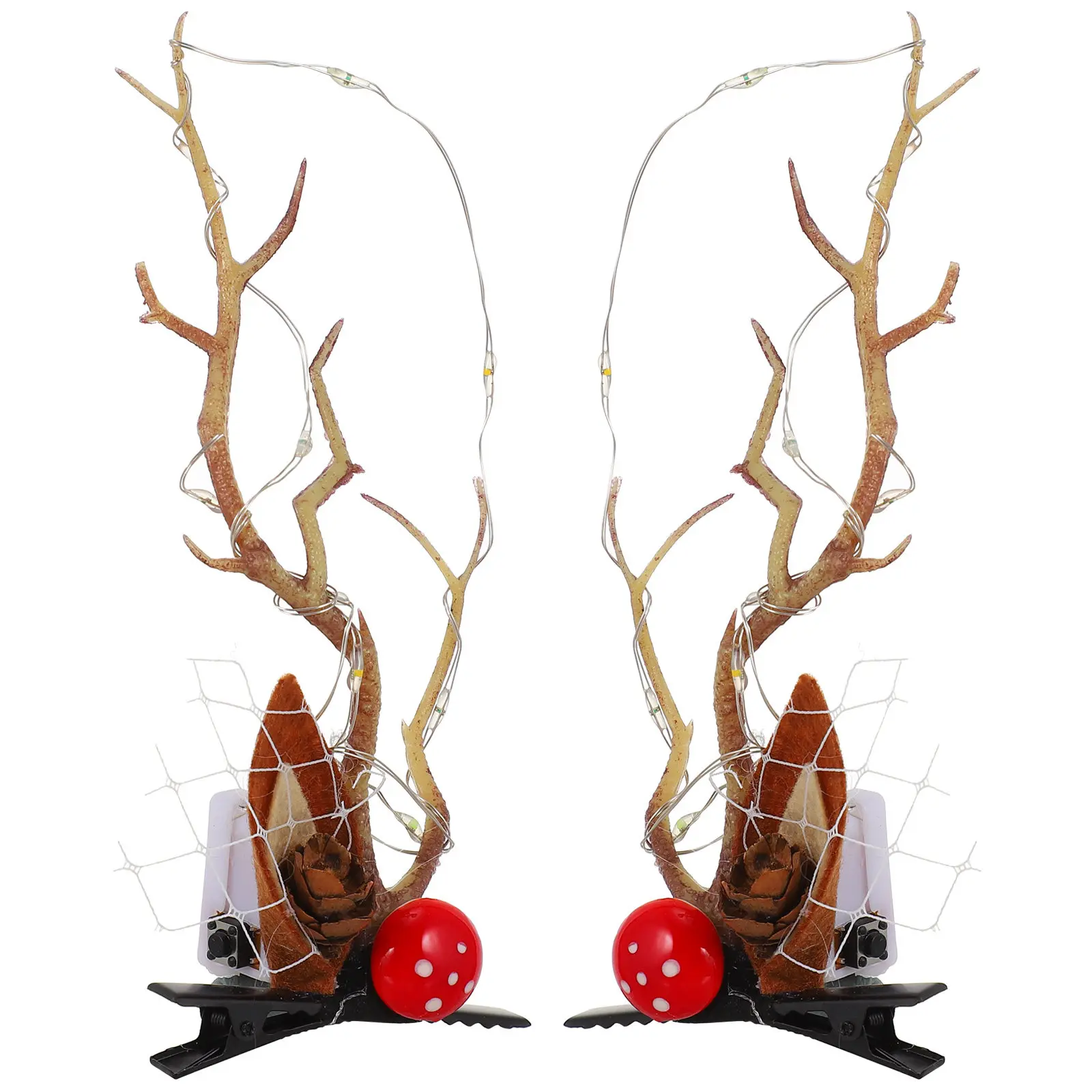 1Pair Glowing Barrette Christmas Hairpins for Women Elk Horn Hair Clip Festive Party Cosplay Accessory Christmas Hair Clip