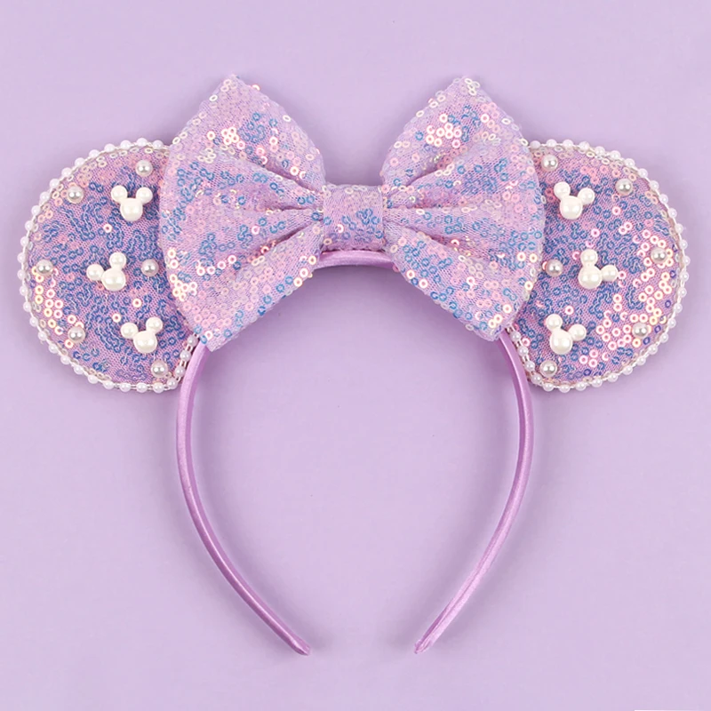 Mädchen 3,3 "Samt Maus Ohr Haarband Für Mädchen Haar Bögen Große Flip Pailletten Ohren DIY Kinder Haar Zubehör stirnband Boutique Mujer – Detail 7