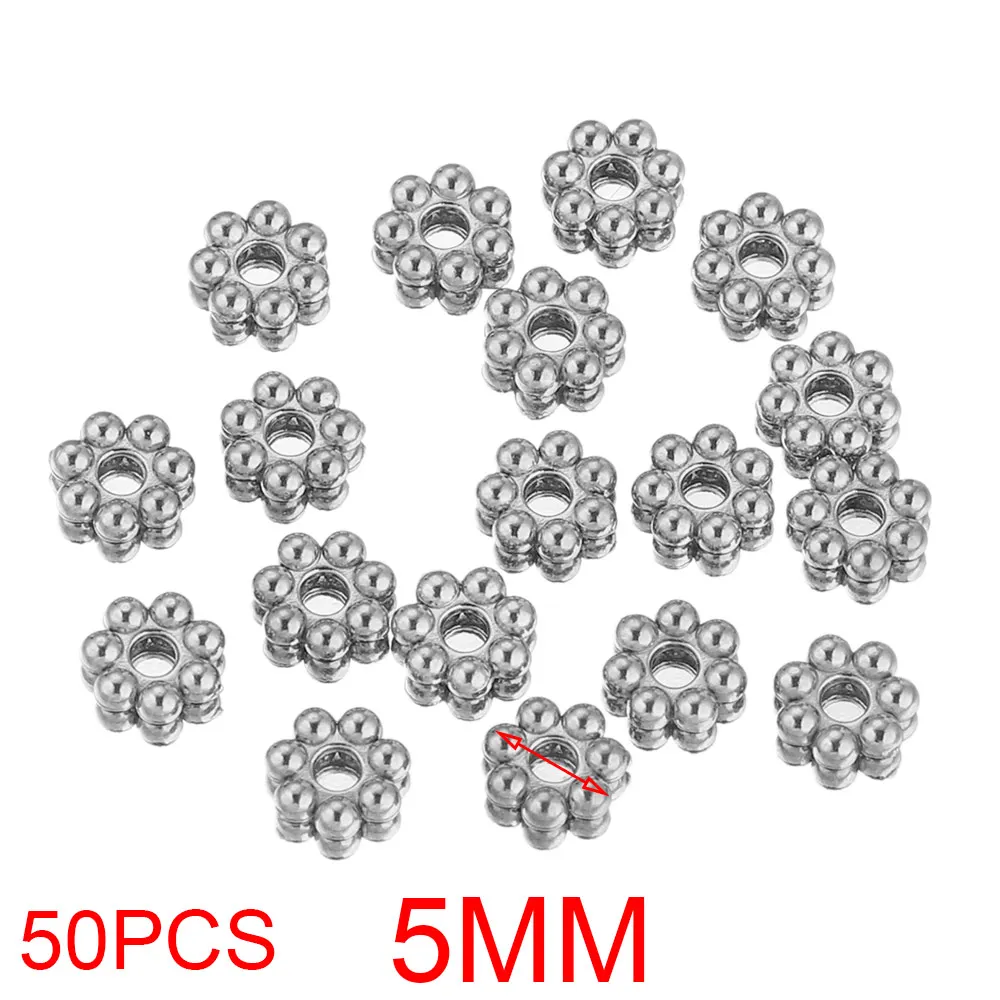 50 Stück Edelstahl Gänseblümchen Schneeflocke Blume Spacer Perlen vergoldet lose Perlenkappe für DIY Handarbeiten Schmuckherstellung Armband