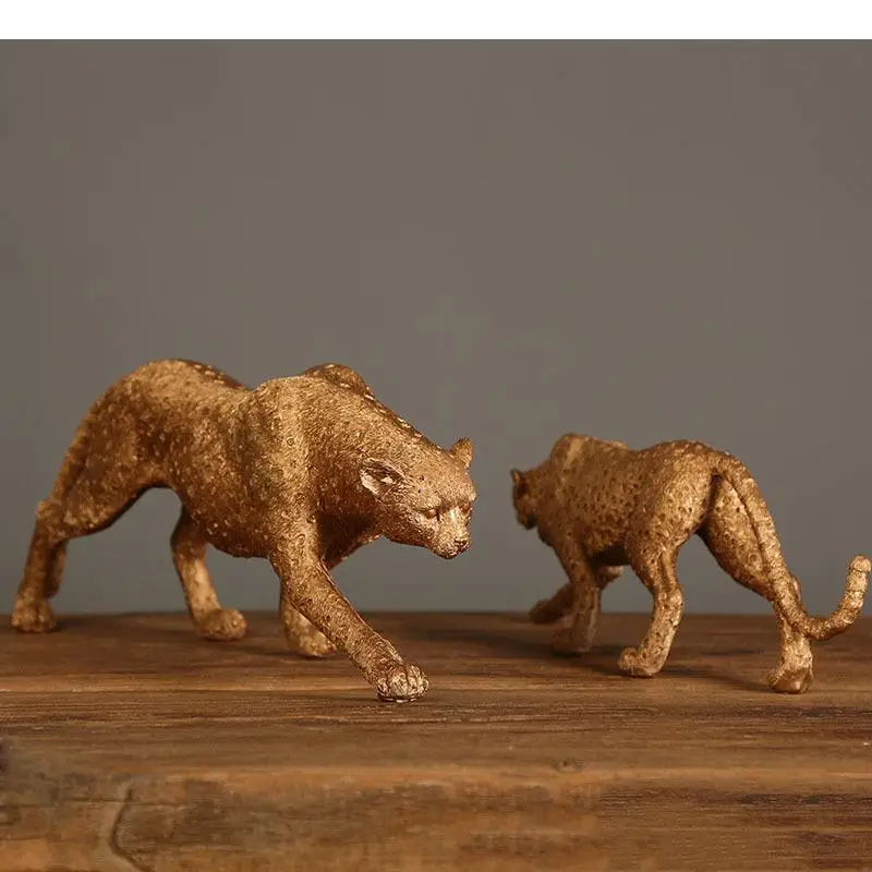 

Simulation Leopard Statue Artwork Animal Resin Sculpture Desk Ornaments Living Room Decoration Furnishings