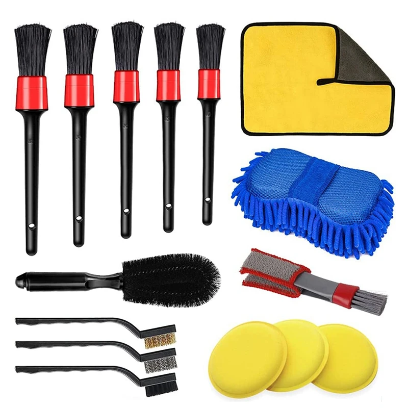 

15PCS Car Detailing Cleaning Brush Set Car Wash Cleaning Brushes Auto Detailing Brushes Kit Interior Exterior Leather