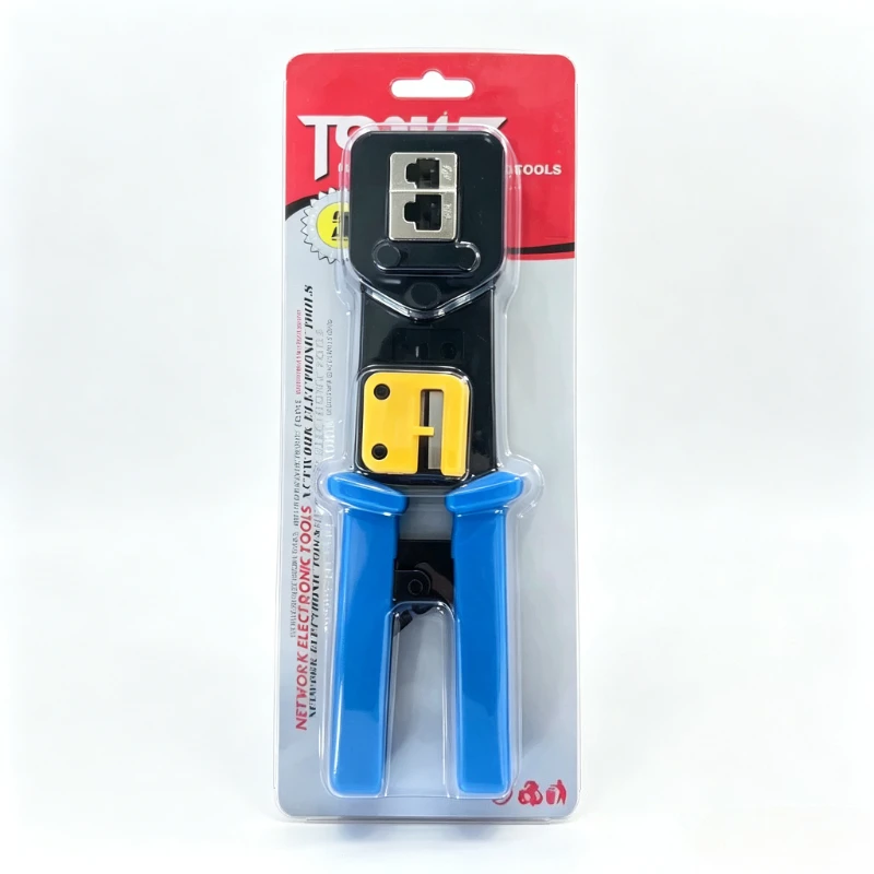 1 Set RJ45 Pass Through Crimp Tool Cat5 Cat5e Cat6 RJ12 Crimp Kit 100Pcs Ethernet Modular Plugs Network Cable Hand Repair Tool