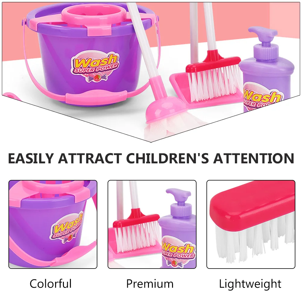 7 Pcs Cleaning Mopping Set Creative Toys Sweeping Kit Children’s Broom Small Plastic Tool Playthings