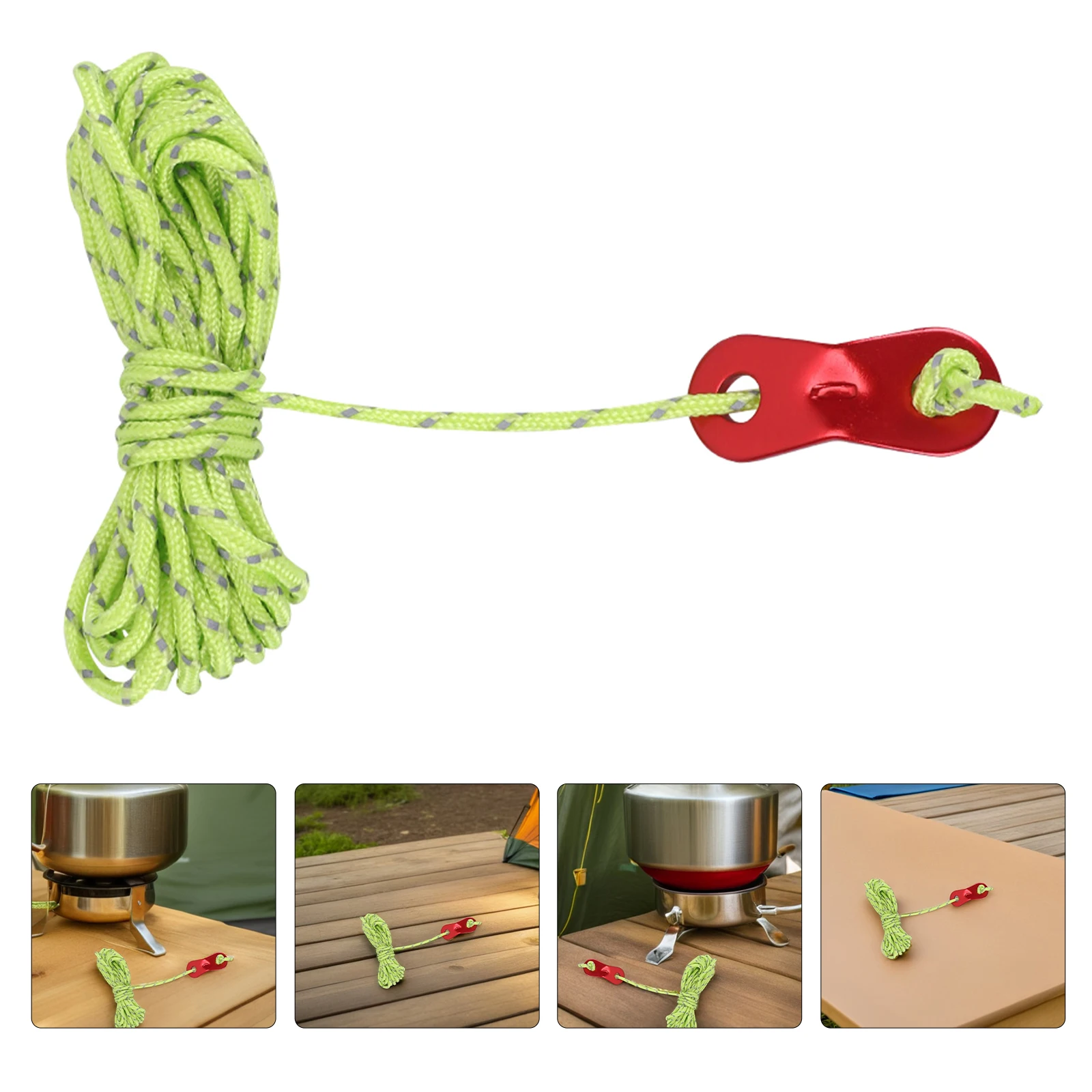 

Набор из 8 светоотражающих нейлоновых оттяжек для кемпинга, 4 м, с регулируемой длиной и пряжками, для палаток, походов и крепления тентов