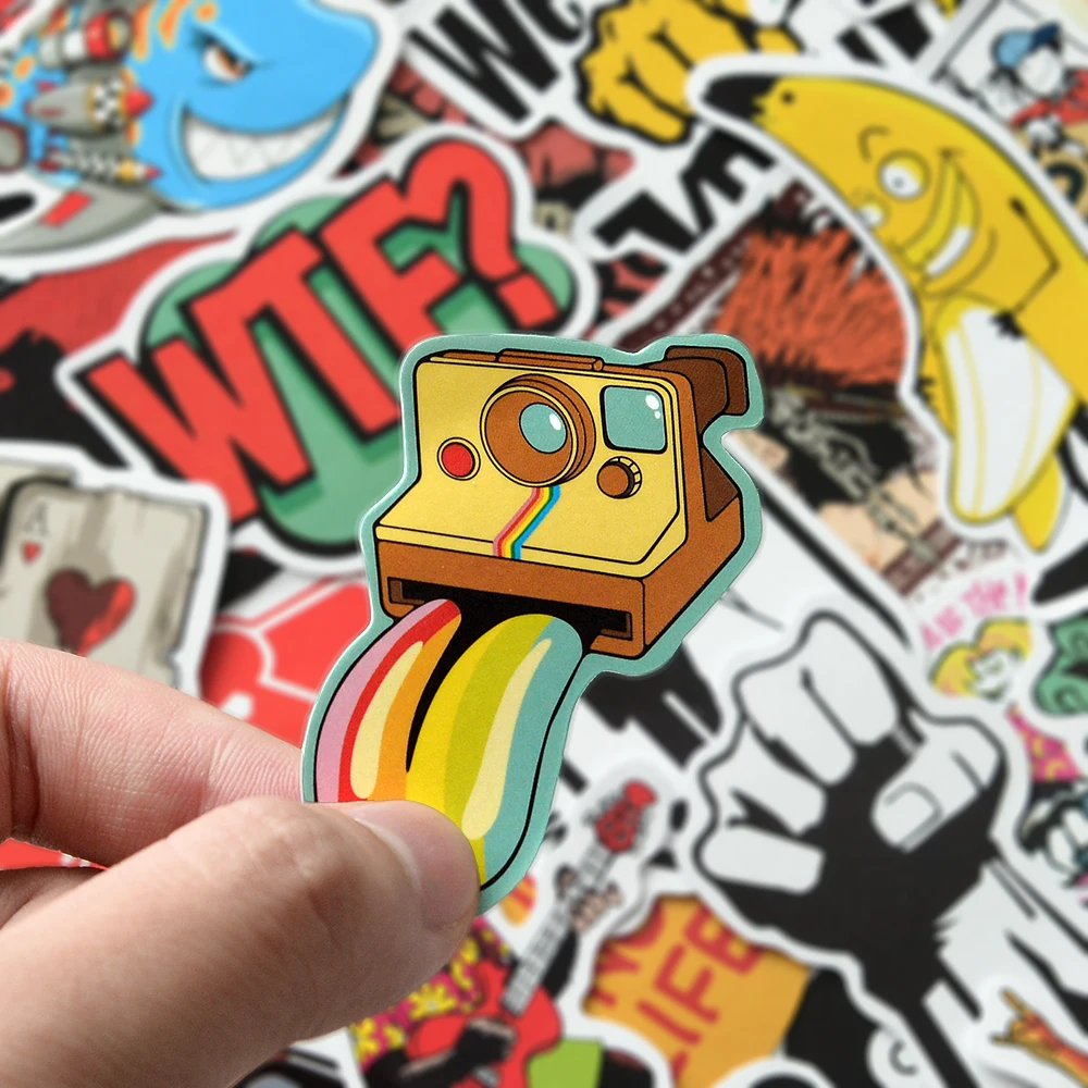 50pcs Cool Classic Random Stickers Car Motorcycle Scooter Car Bike Luggage Phone Skateboard Sticker Bomb Sticker for Kids Gift