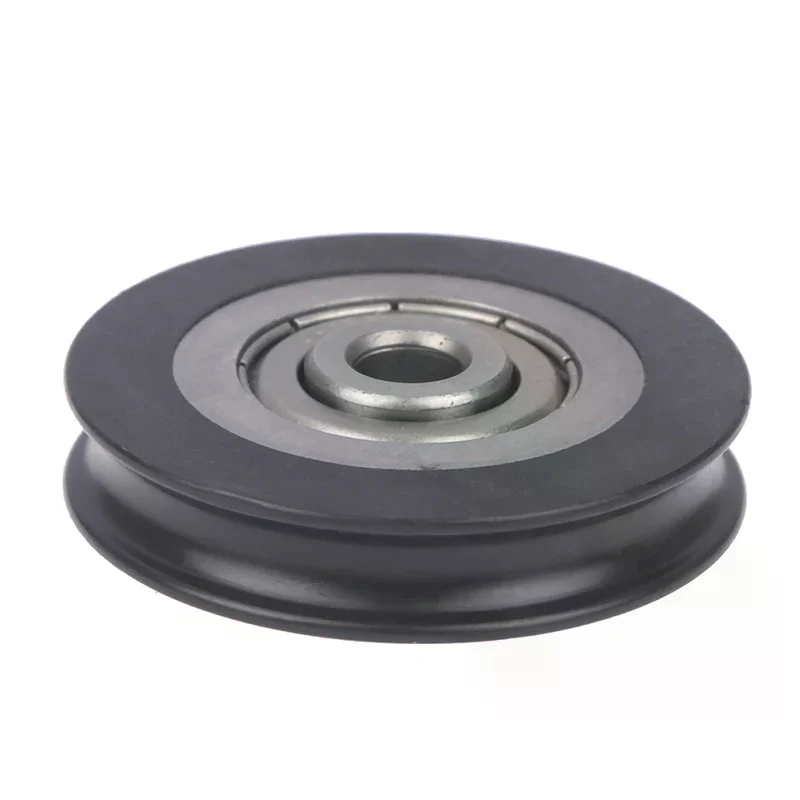6 39 8mm Door Plastic Shift Pulley Concave Wheel U Groove Wire Rope over Line Wheel Rubber Wrapped Nylon Bearing Roller