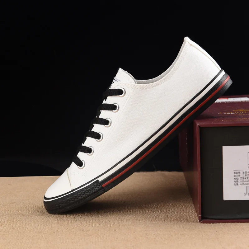 Men's shoes canvas  men's casual versatile trend student little white flat baseplate lace-up casual board shoes