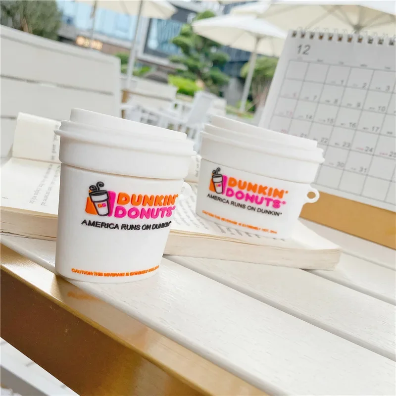 3D Dunkin Donuts Doughnut Coffee Cup Cute for Airpods 1 2 Pro Case Cover Wireless Headphone Protective Box Case for Airpods Pro