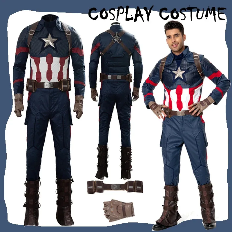 

Steve Cosplay Captain Costume US USA Men Clothes Steven Rogers Uniform Superhero Outfits Male Halloween Carnival Party Suit
