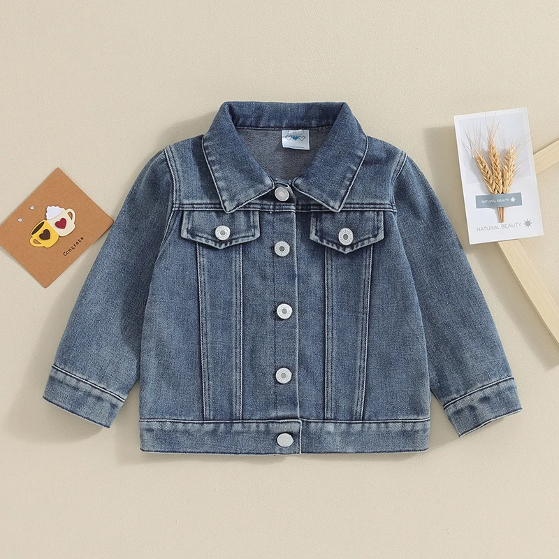 Baby Boy Denim Jackets Long Sleeve Back Letter Embroidery Jean Coats Toddler Outerwear