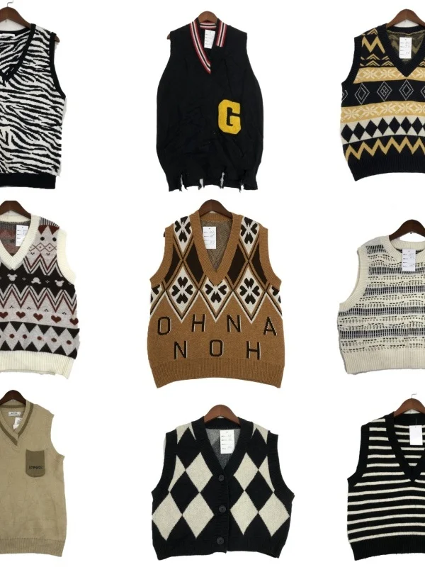 

Винтажный шерстяной жилет для девушек, универсальный, осенне-зимний, с принтом, круглый вырез, без рукавов, теплый, для повседневной носки, эксклюзивно онлайн