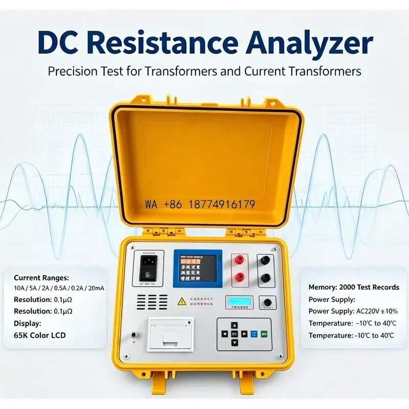 wmwmnu DC Resistance Tester & Meter for Motor Transformers 10A/20A/40A Compact Lightweight with Charging and Printing