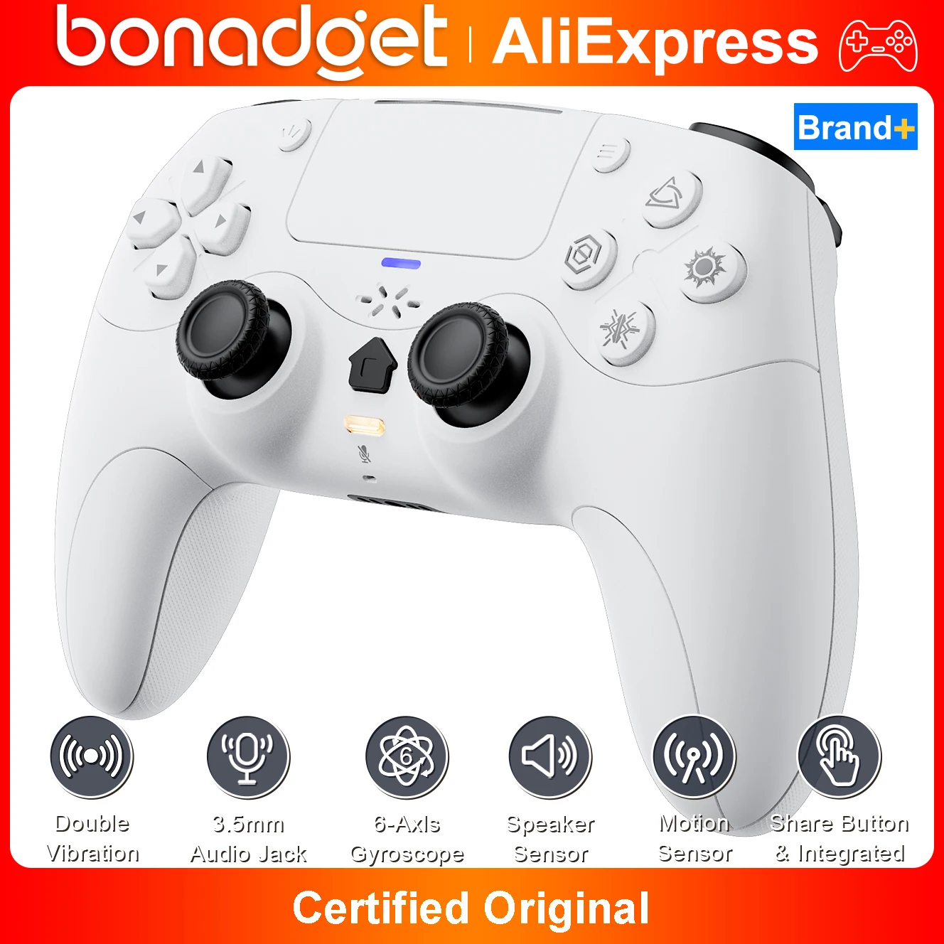 

For PS5/PlayStation 5/PC Wireless Controller Marco/Turbo Gamepads NO Drift Hall Effect Game Joystick External Mic Gaming Remote