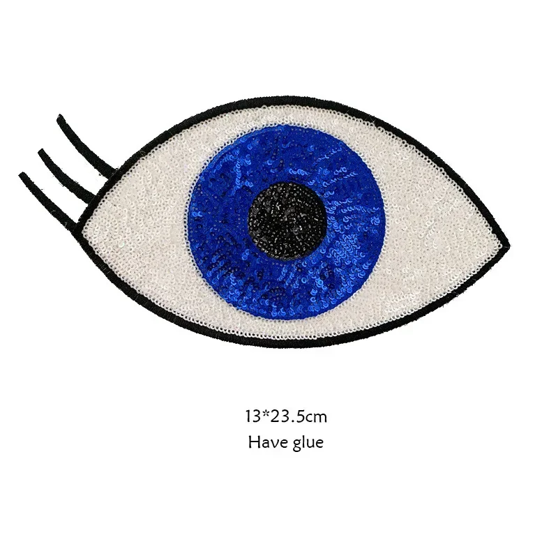 Mysterious Eye Sequined Appliques Evil Eye Symbol Iron on Badge Colored Human Eye Thermo Patch for Fashion Hoodie Sweatshirt DIY