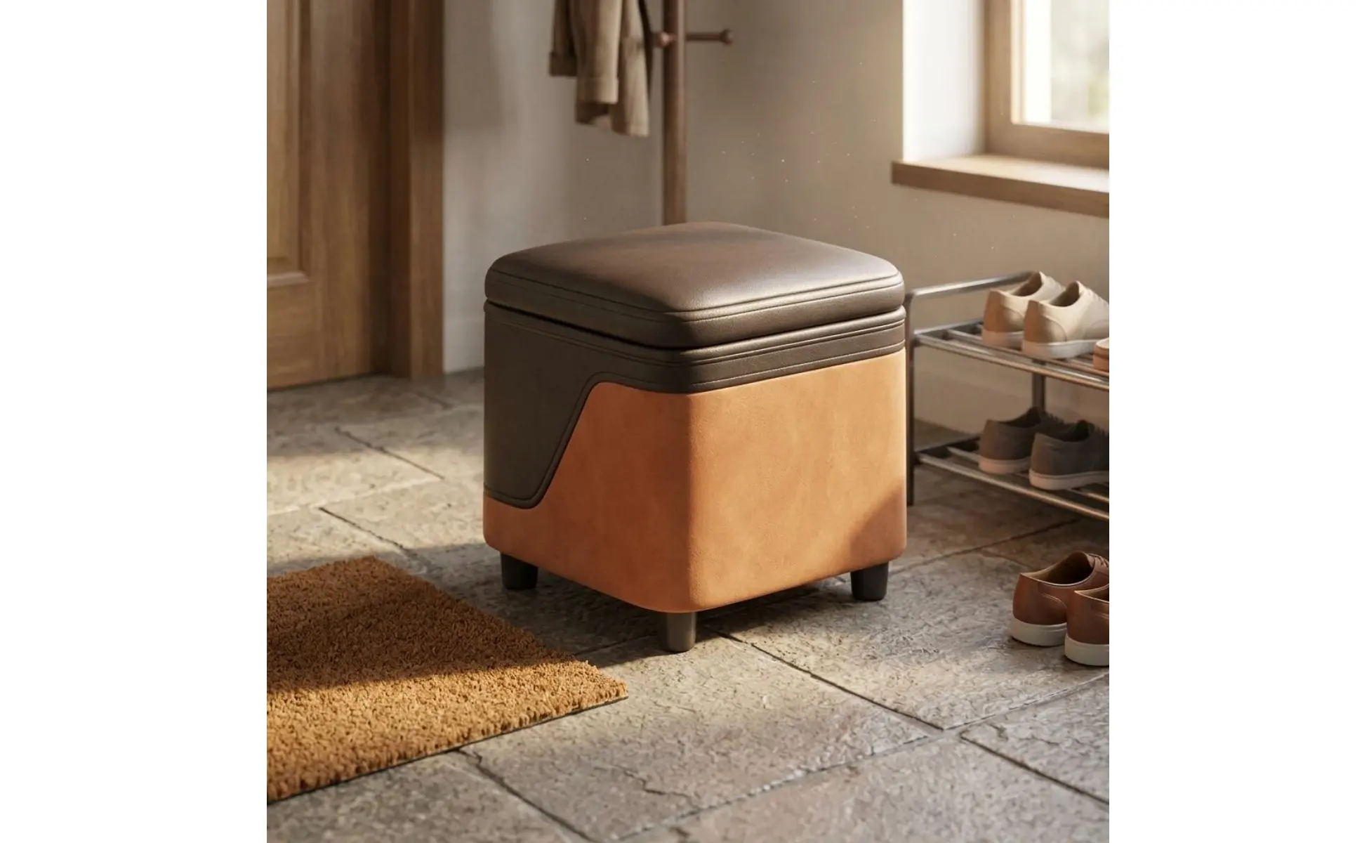 Storage Ottoman Space Saving Small Storage Ottoman Foot Rest Bench Sturdy Home Furniture Easy to Clean for Entryway, Living Room