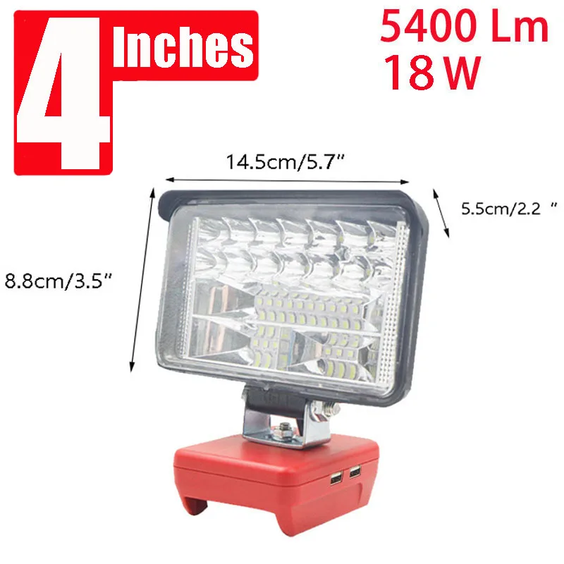 Luces LED de trabajo para coche, lámpara de Camping para Makita, DeWalt, Bosch, Milwauke, Lomvum, Zhipu, batería de iones de litio Jingmi, 4 pulgadas