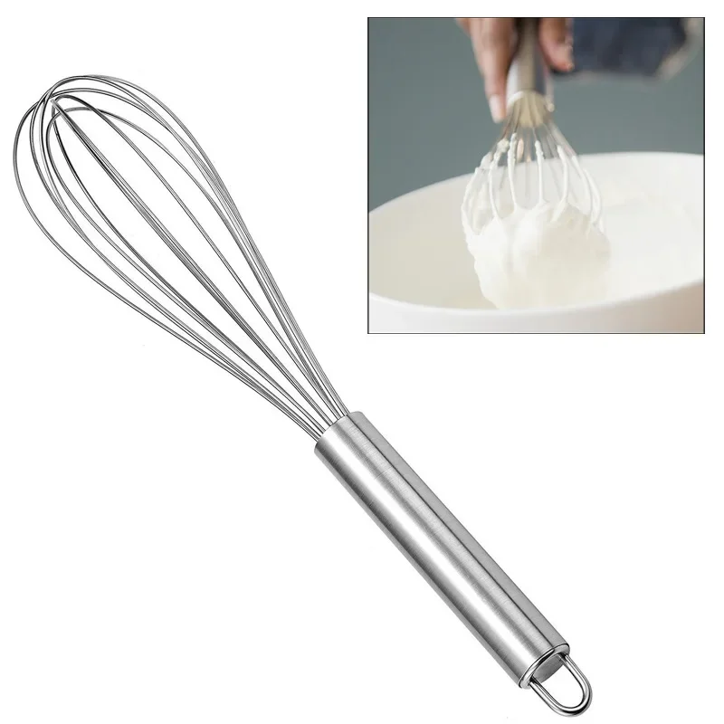 

10-inchManual Egg Beater Stainless Whisk Kitchen Wire Balloon Whisk Milk Egg Beater Egg Mixing Mixer Tools