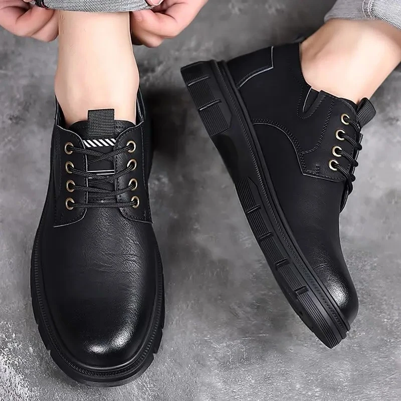 

Мягкая мужская кожаная обувь на низком каблуке в британском стиле, классическая оригинальная ретро обычная социальная легитимная воловья кожа, новая мужская повседневная обувь