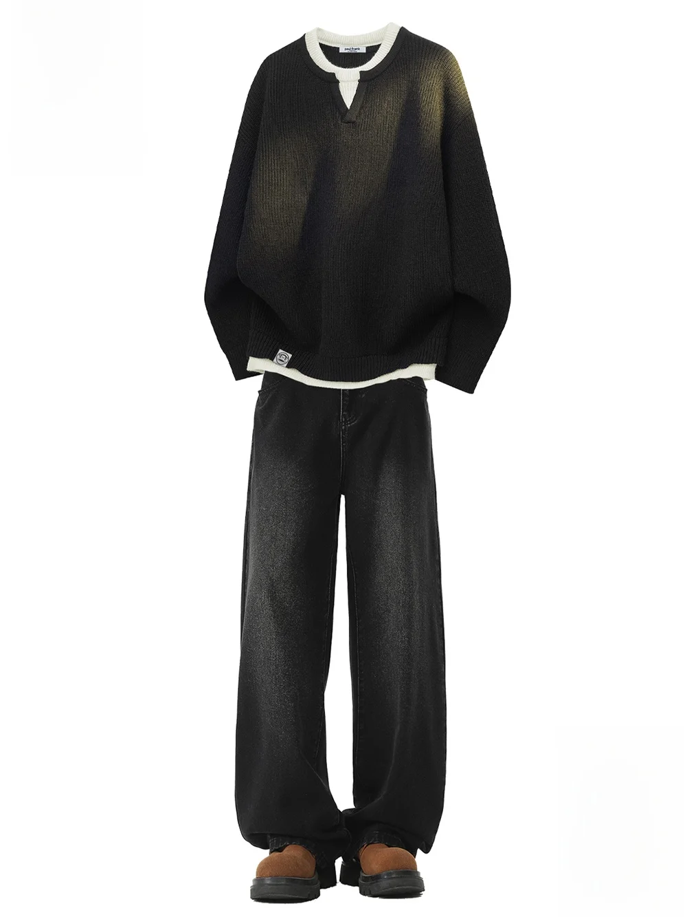 

PaulFrank Cool And Haome Monkey Two-Piece Set Men's Casual Autumn Winter Sweater Jeans Long Sve Polyester Nylon Cotton