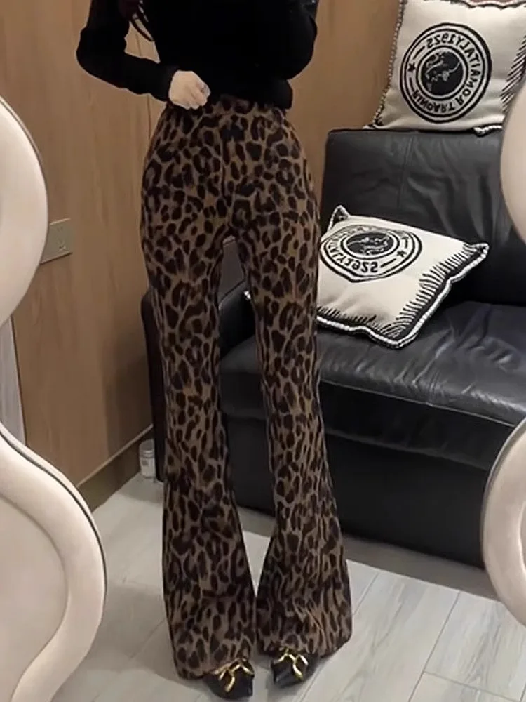 

New Leopard Pants Women Fashion Sexy High Street Elastic Waist Hot Girls Spring Clothing All-match Comfortable Casual Design