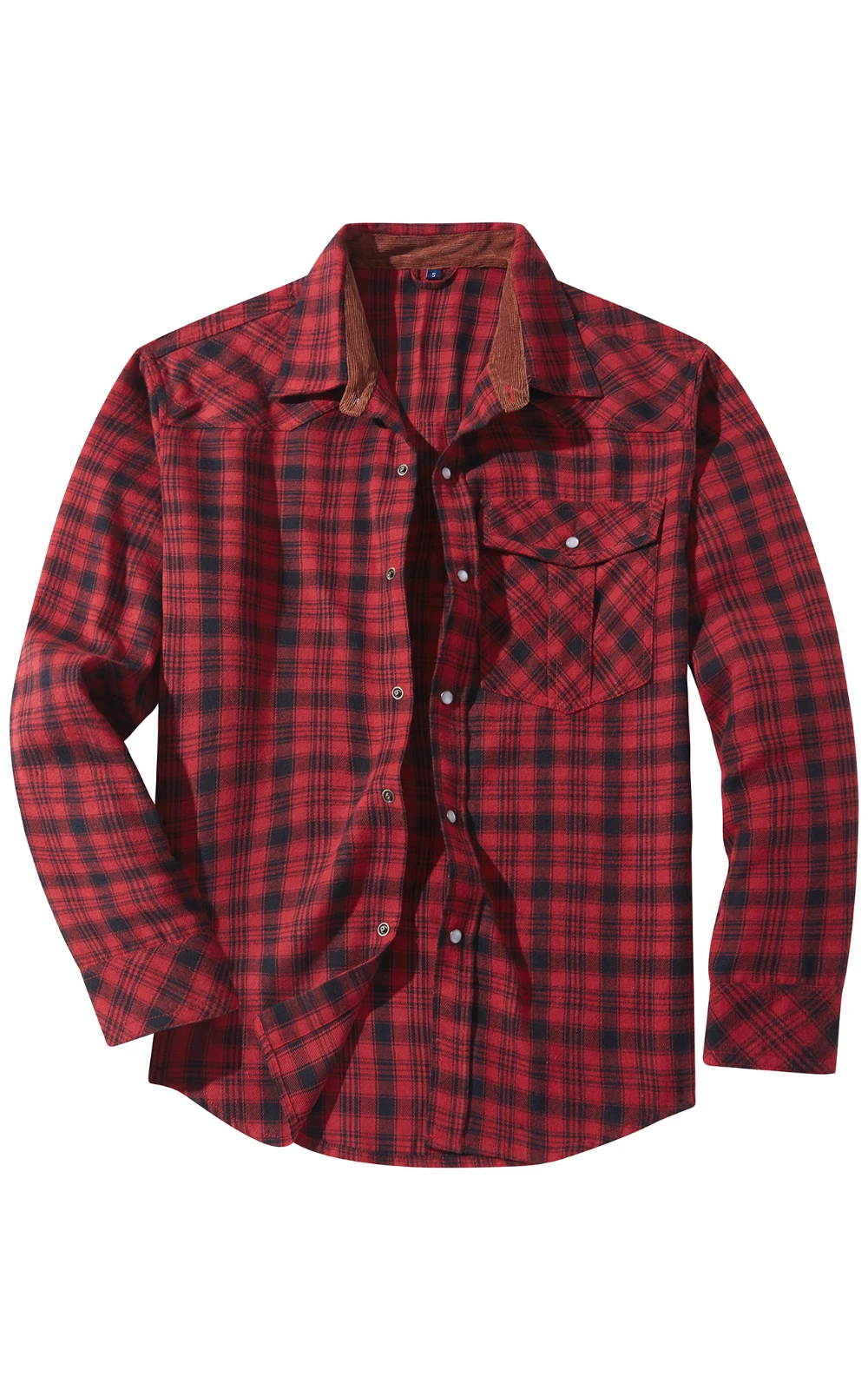 2024 Men's Fashion Plaid Checkered Brushed Flannel Shirts Single Pocket Long Sleeve Slim-fit Youthful Outerwear Casual Shirt