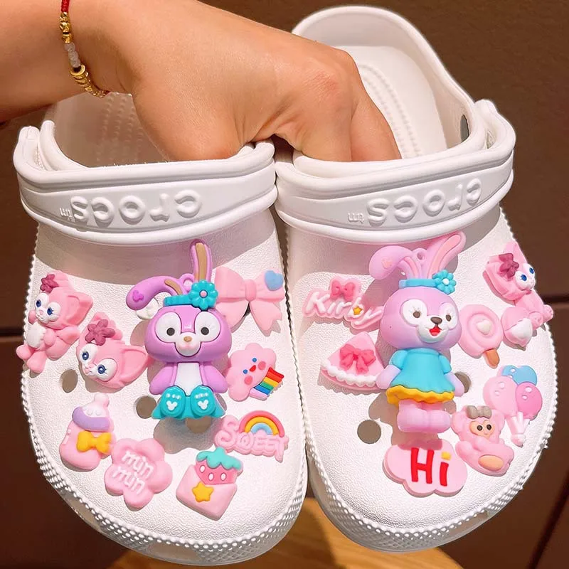 Nuevos accesorios LED de Mickey Mouse Minnie Pato Donald de Disney, conjunto de hebilla de abalorios para zapatos, Daisy Duck de dibujos animados, abalorios para zapatos DIY, regalos para niñas