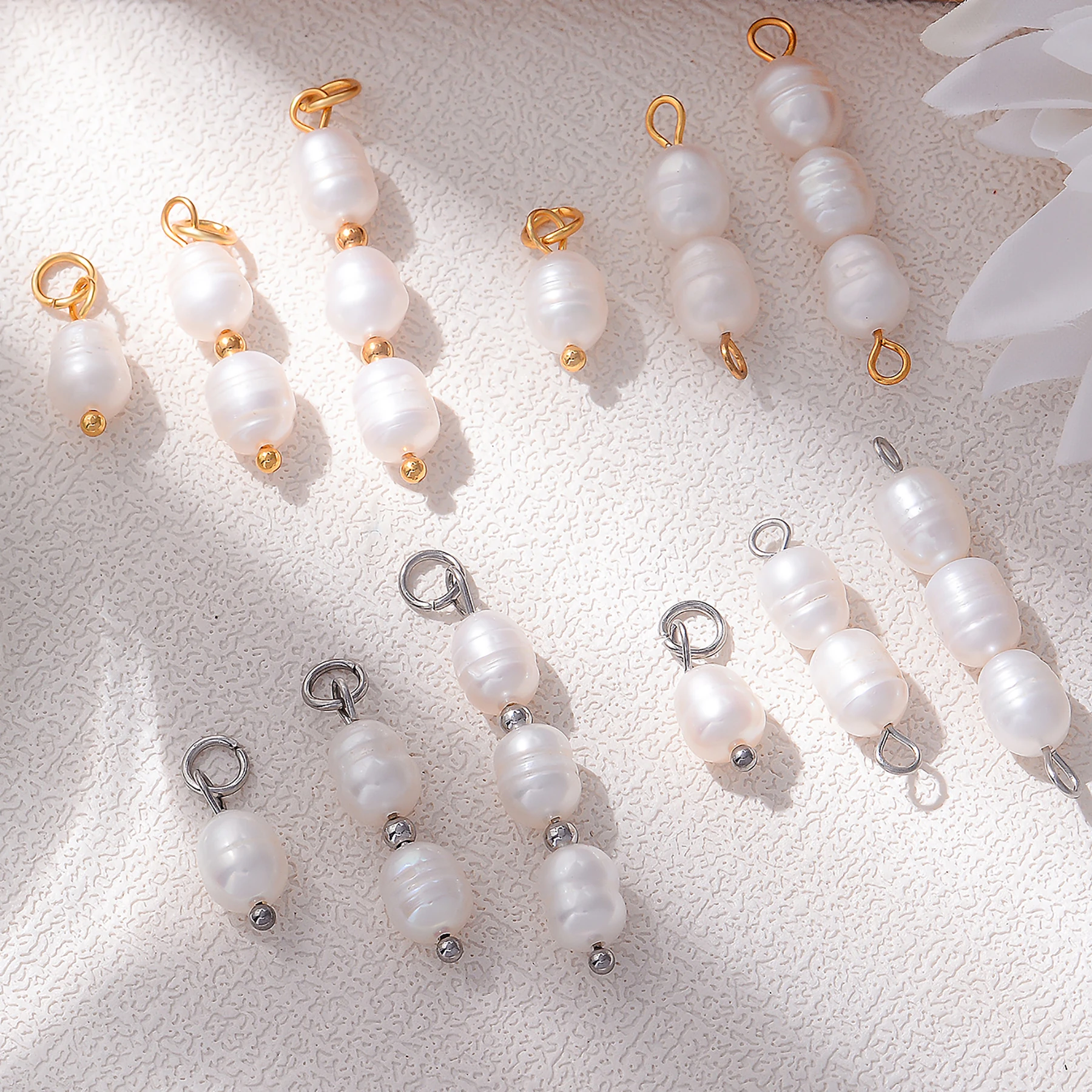 

20Pcs Stainless Steel Base Natural Irregular Pearl Pendant Jewelry DIY Making Bracelet Necklace Earrings Material Wholesale