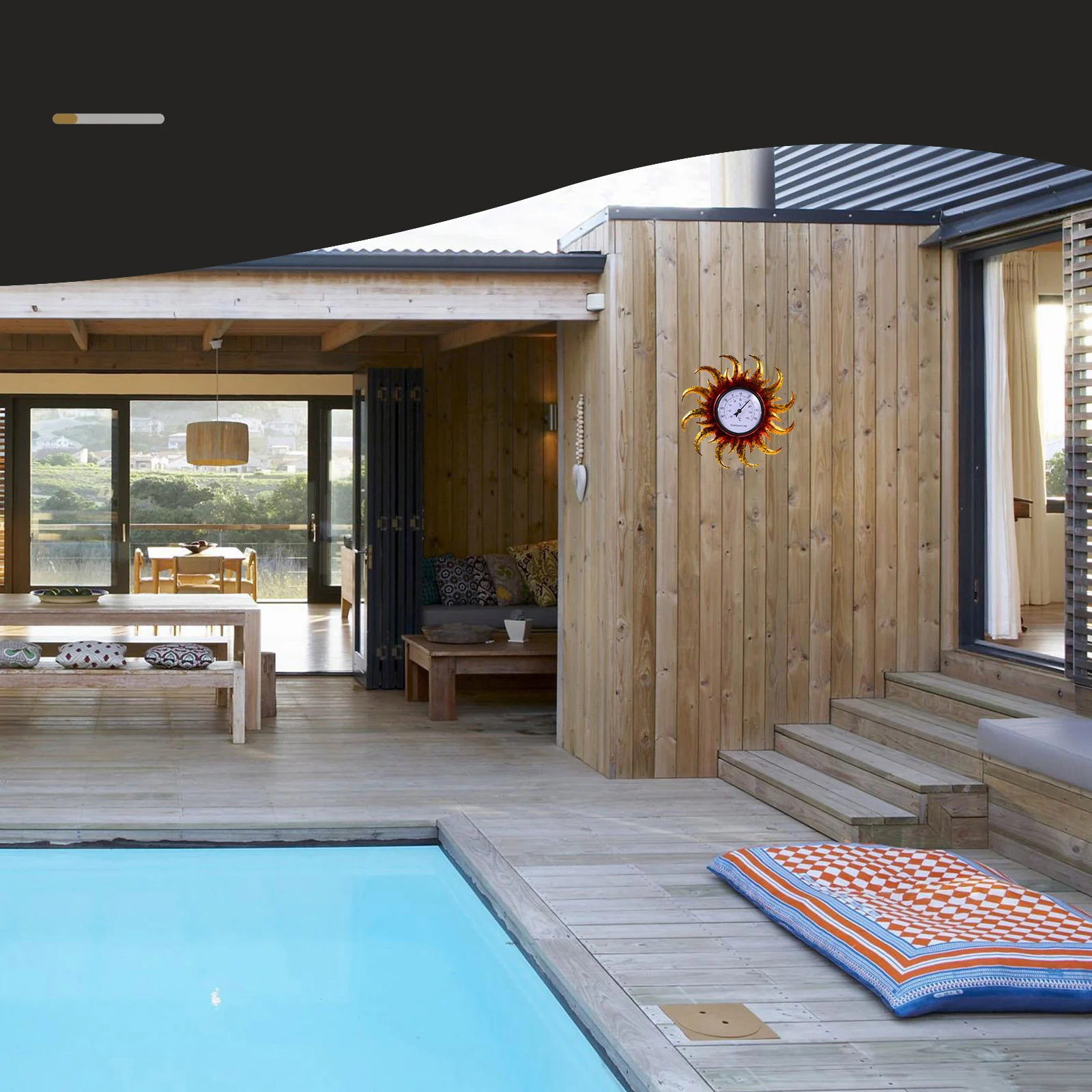 

Sun Shape Outdoor Thermometer Waterproof Wall Hanging Garden Patio Household Room High Precision Temperature Gauge